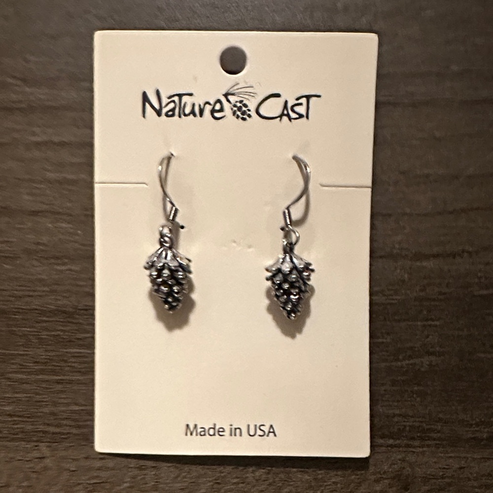 Nature Cast Silver Pinecone Earrings